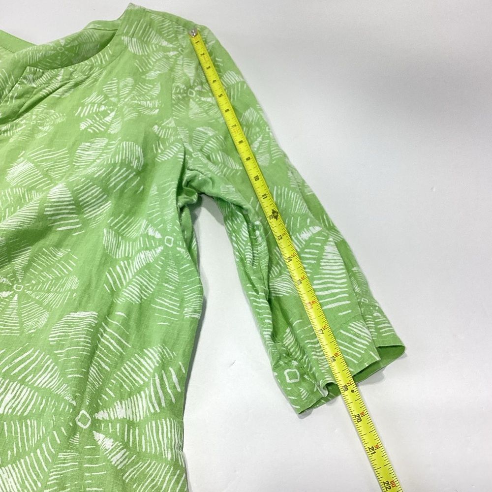 J. Jill Linen Blouse Green with White Accents J Jill Tunic XL - Picture 10 of 11
